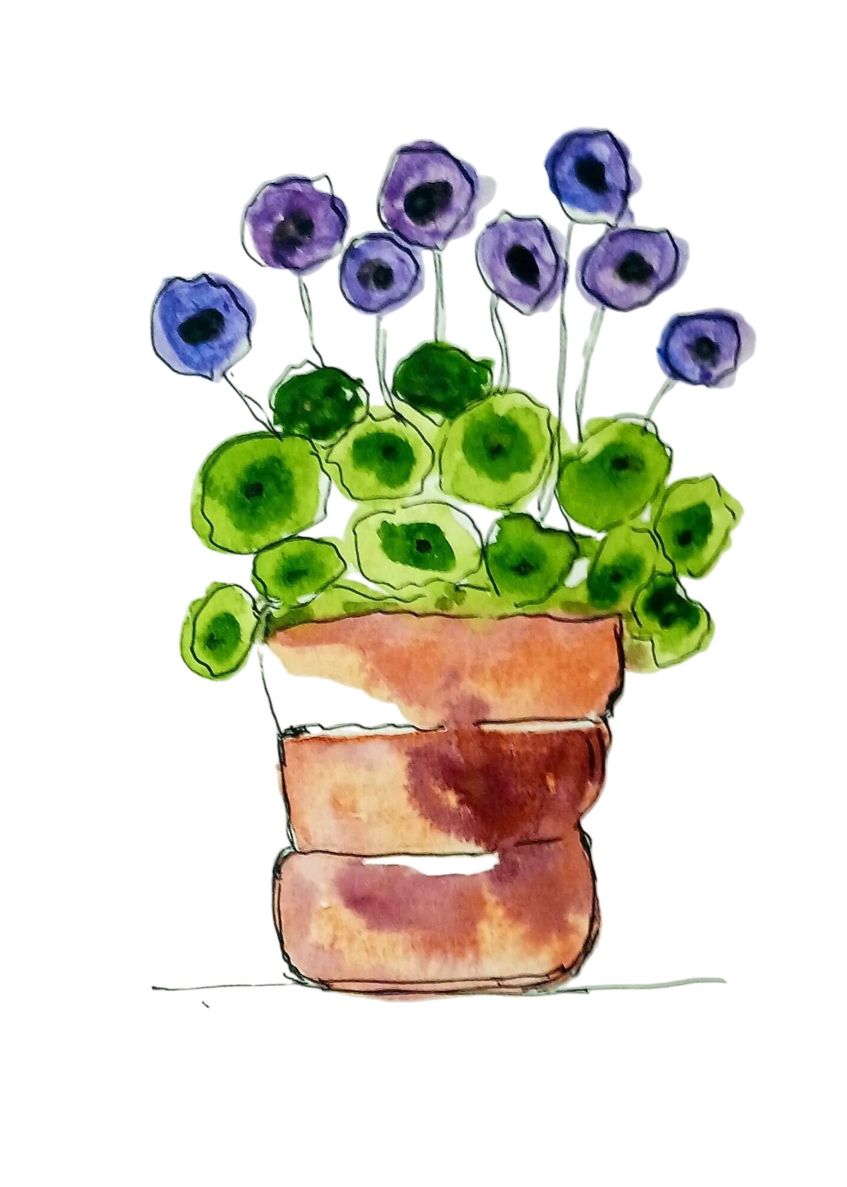 Maceta con flor violeta