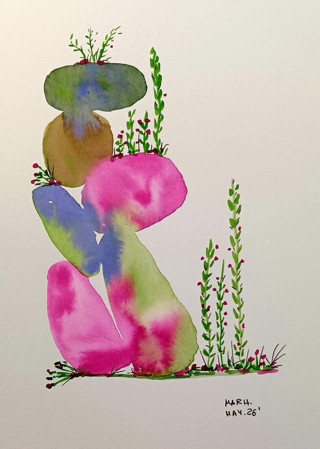 Equilibrio en rosa y verde