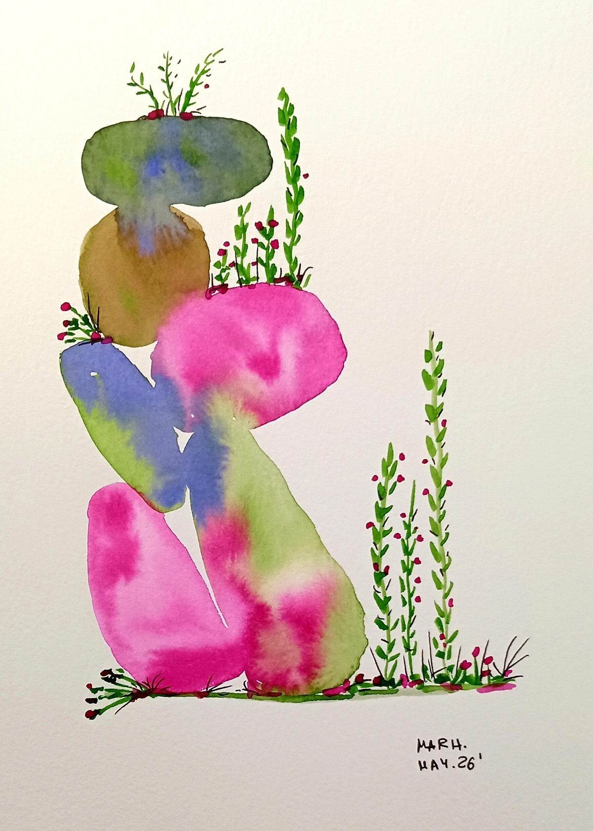 Equilibrio en rosa y verde