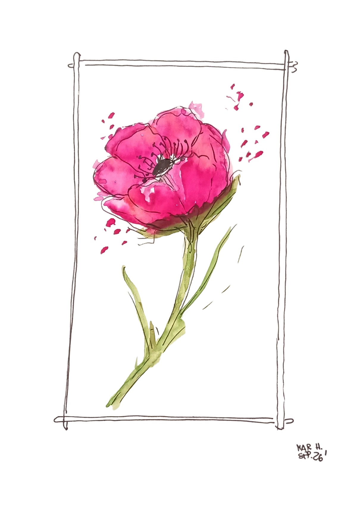 Flor fucsia con marco